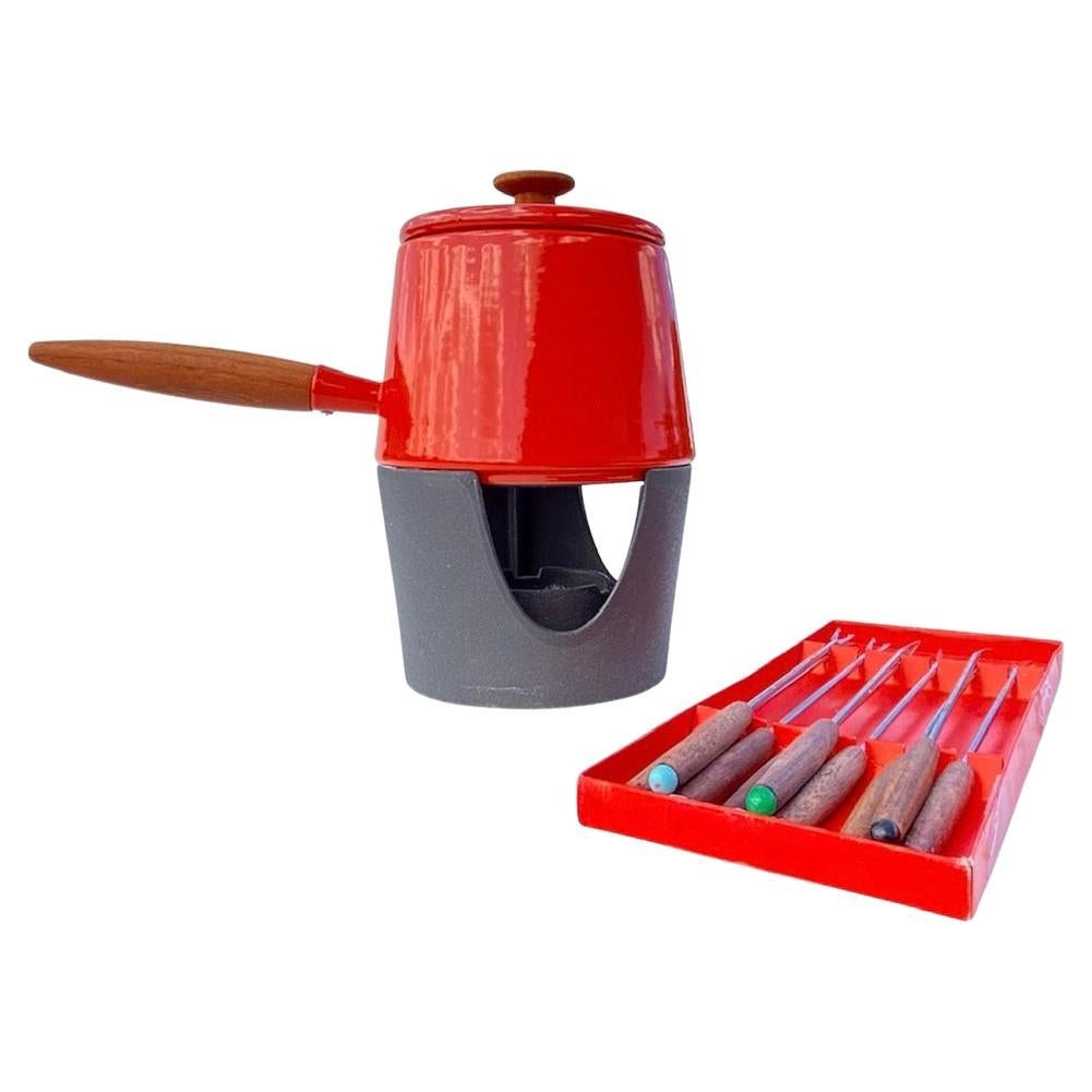 Fondue Pot with 9 Forks by Copco, circa 1960s