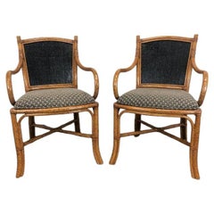 FONG BROTHERS Faux Bamboo Dining Chairs - Pair A