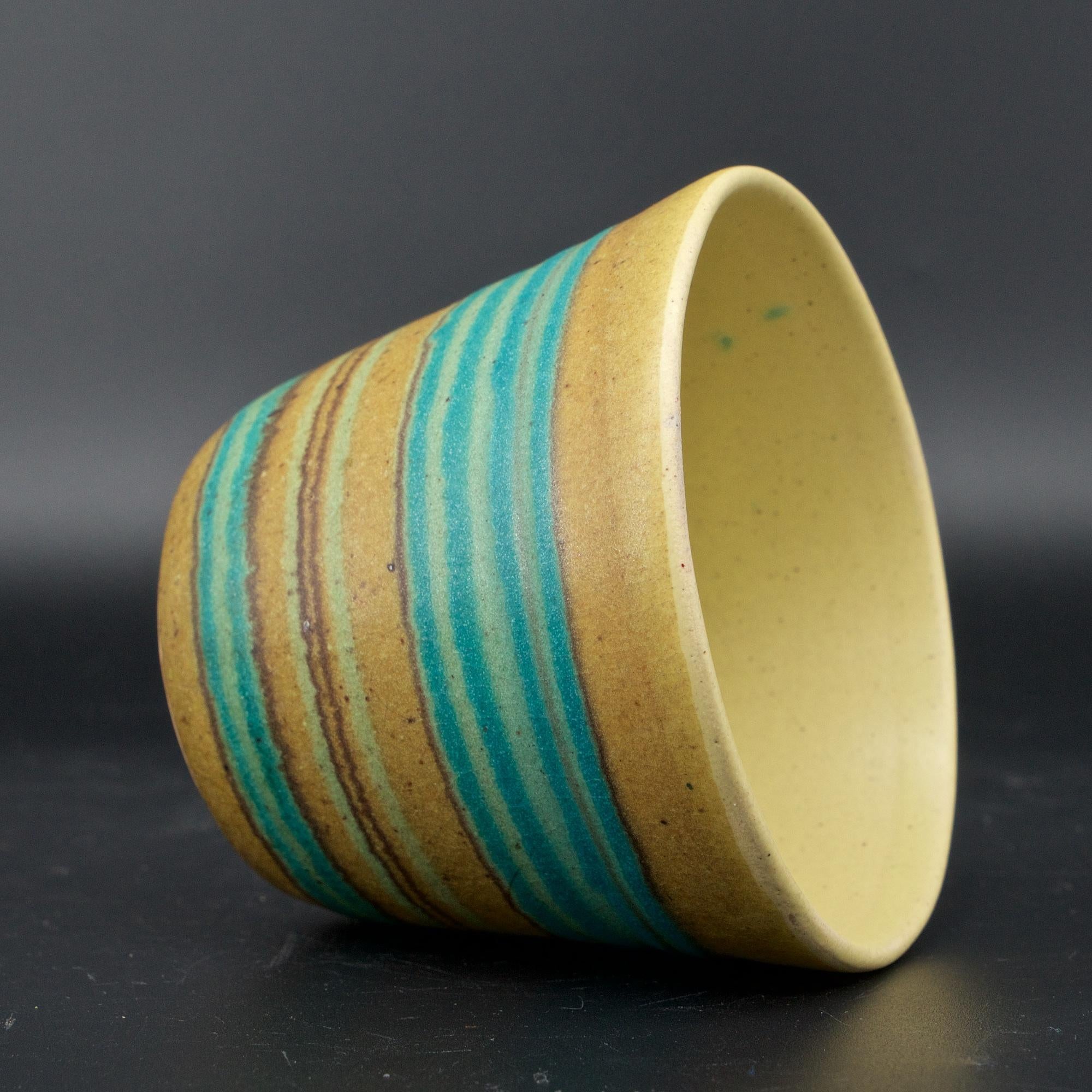 Mid-Century Modern Fong Chow for Glidden Green Mesa Artware Stoneware Vessel Vase Cup