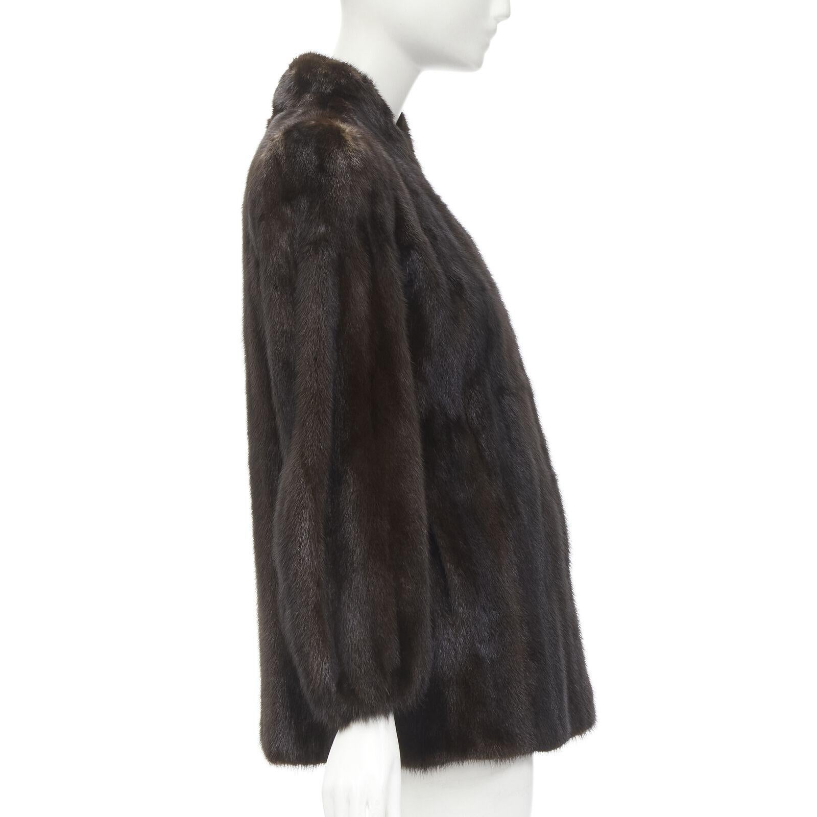 FONG'S brown fur mandarin collar long sleeve hook eye coat jacket For Sale 1