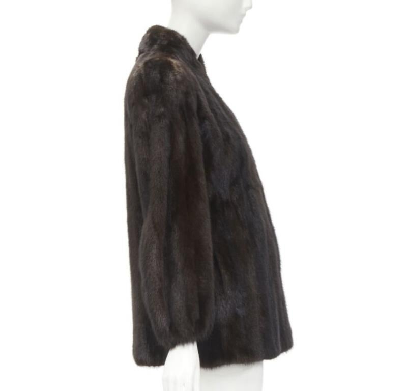 Women's FONG'S brown fur mandarin collar long sleeve hook eye coat jacket For Sale