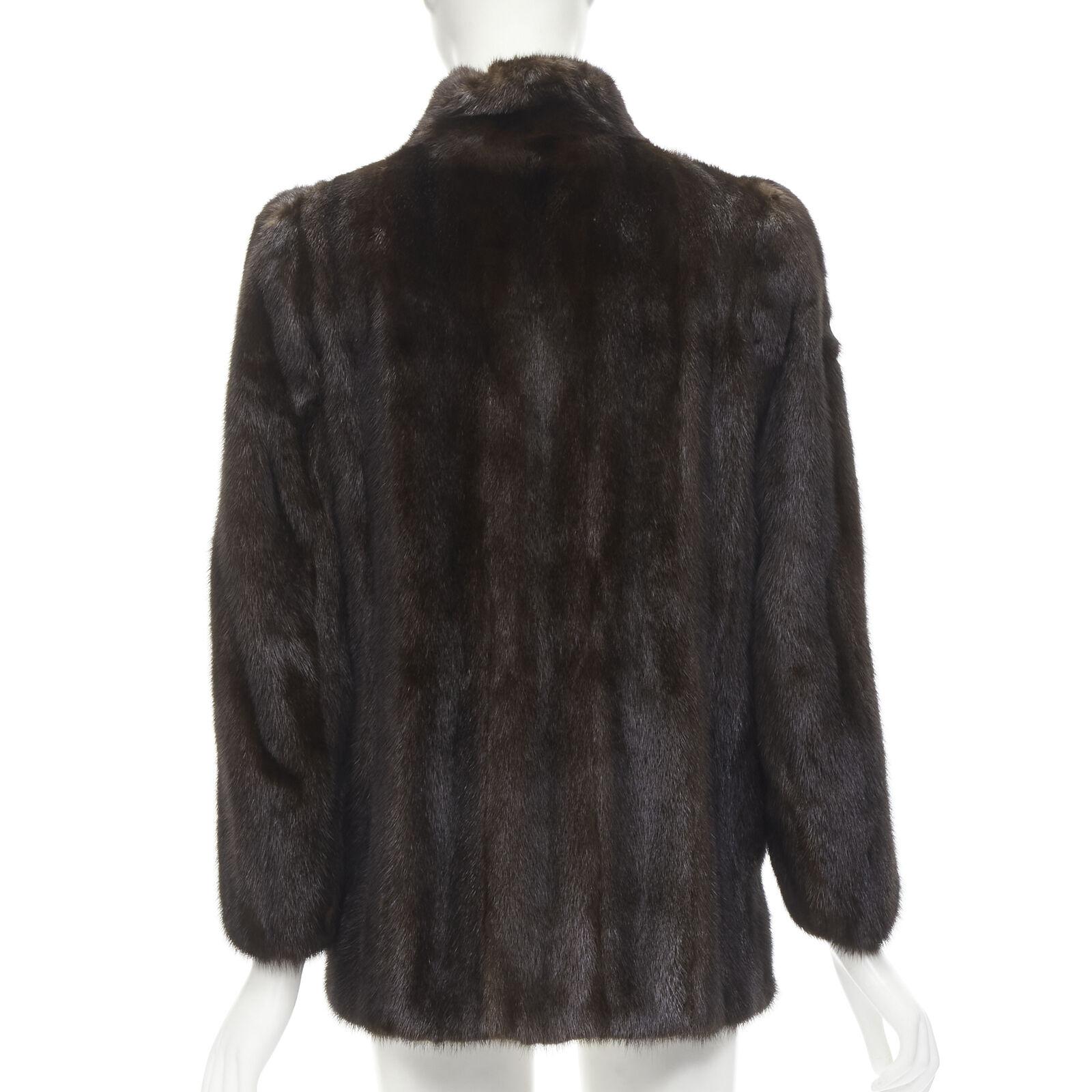 FONG'S brown fur mandarin collar long sleeve hook eye coat jacket For Sale 2