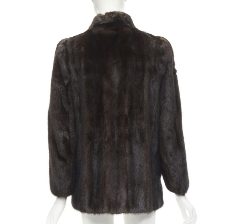 FONG'S brown fur mandarin collar long sleeve hook eye coat jacket For Sale 1