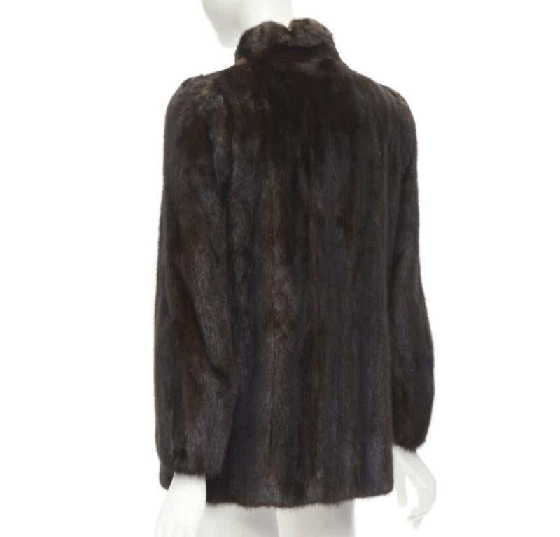 FONG'S brown fur mandarin collar long sleeve hook eye coat jacket For Sale 2