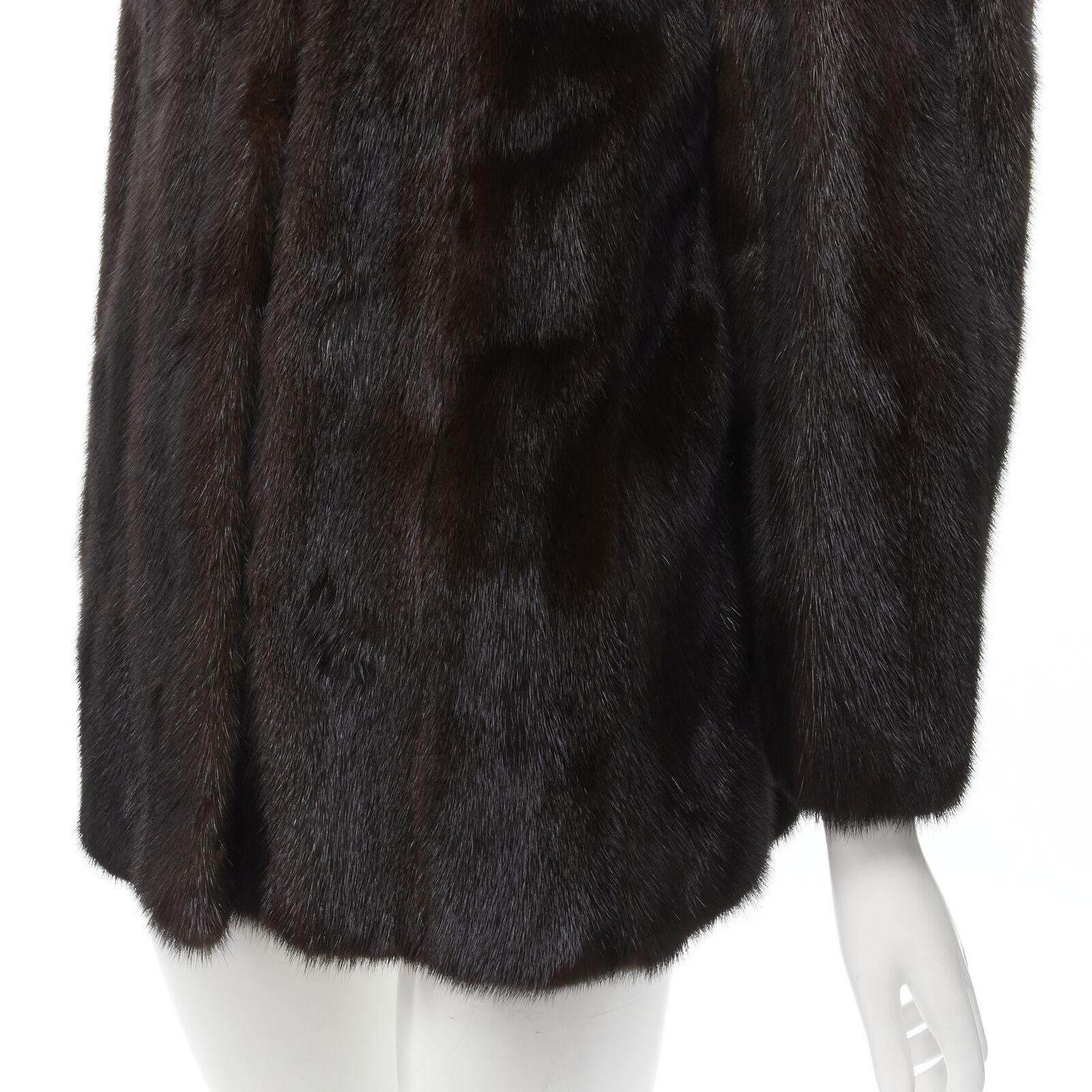 FONG'S brown fur mandarin collar long sleeve hook eye coat jacket For Sale 4