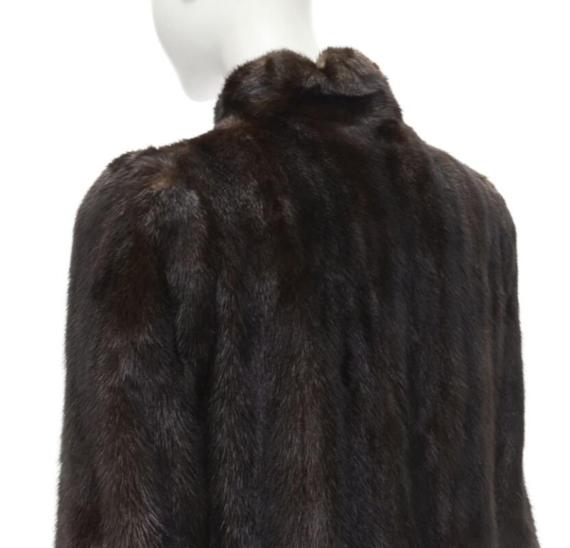 FONG'S brown fur mandarin collar long sleeve hook eye coat jacket For Sale 4