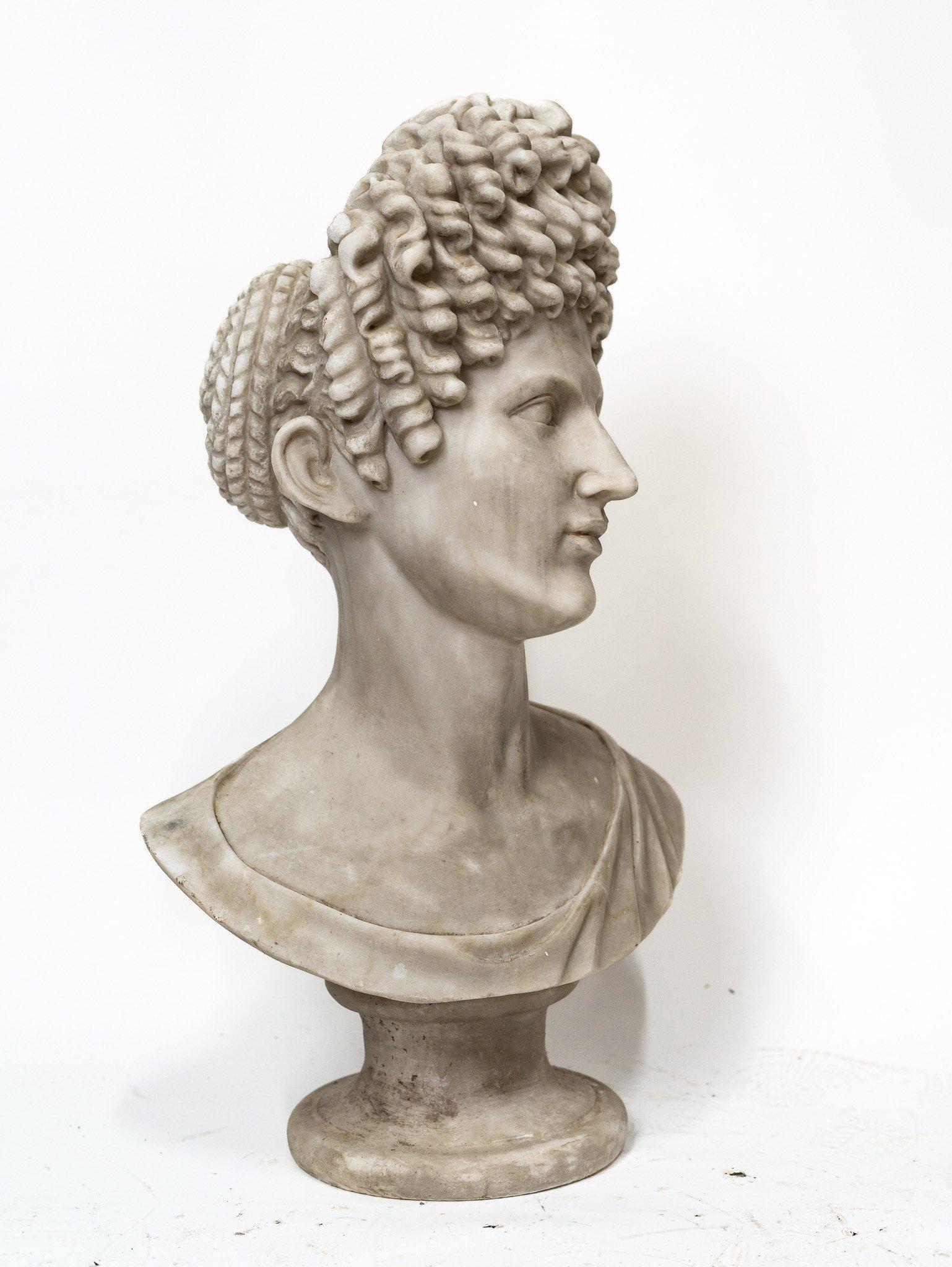 Fonseca head sculpture marble white, xx century.
