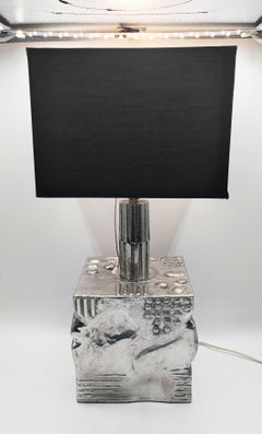 Font Aluminum Sculptural Table Lamp, France 1970s