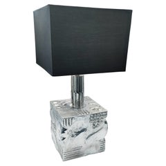 Font Aluminum Sculptural Table Lamp, France 1970s