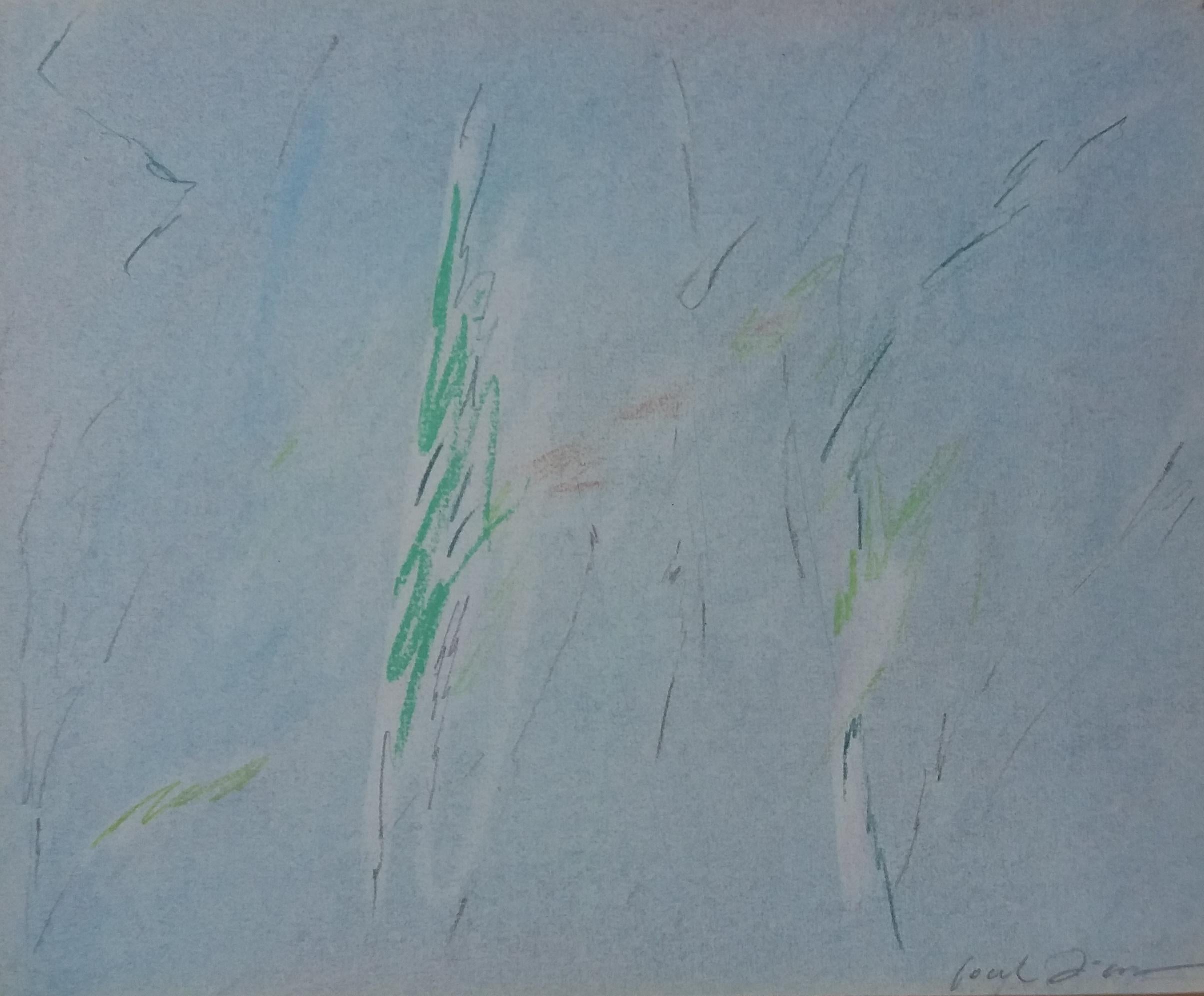 Font Diaz Little Blue  pittura astratta originale a pastello in vendita 1