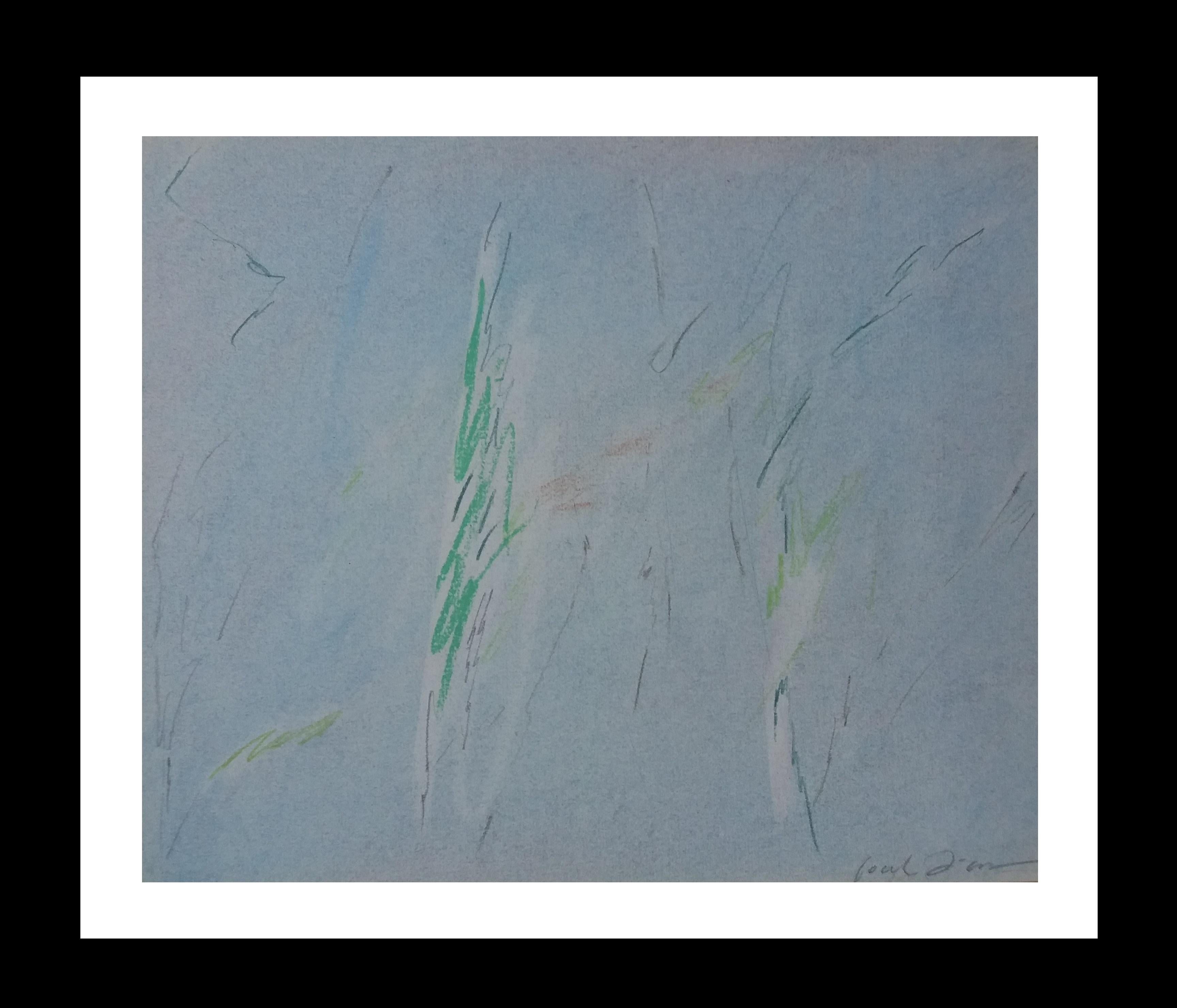 Kleines Blaues Font Diaz Abstraktes Pastell-Gemälde