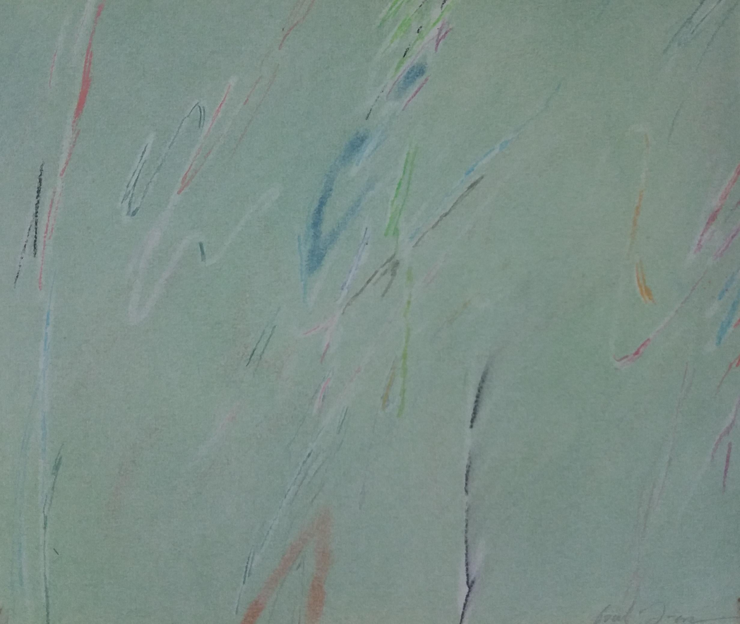 Schriftart Diaz    Grünes Original-Pastell-Abstraktess Gemälde (Grau), Abstract Painting, von Font Diaz