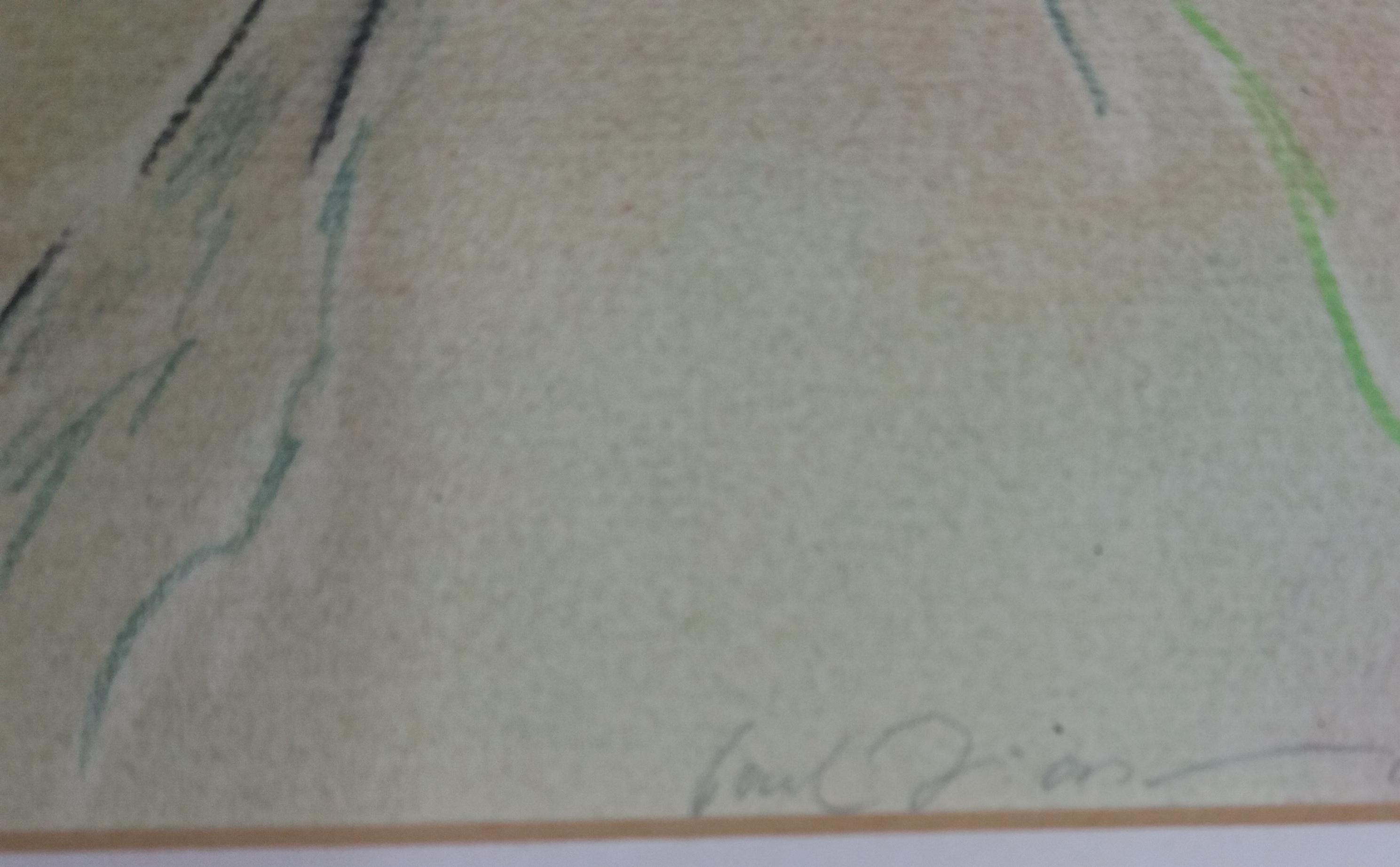 Font Diaz   Peu  Peinture abstraite au pastel originale en vente 2