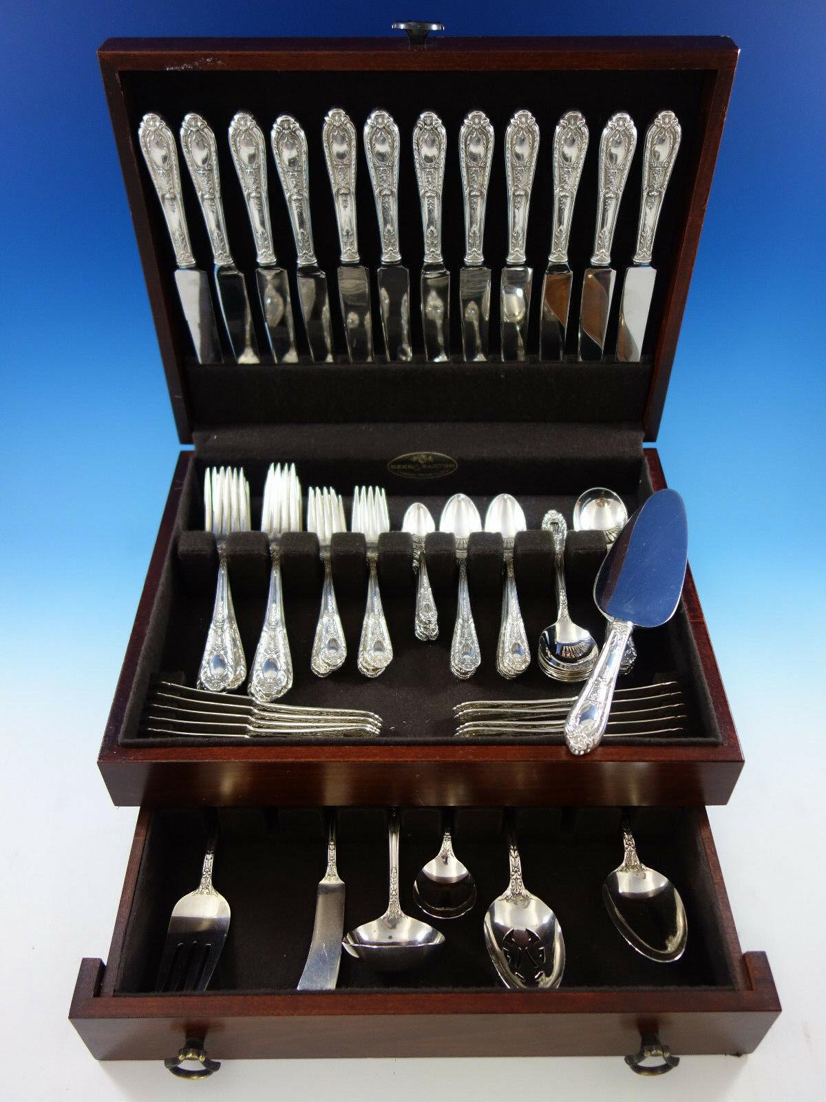 Gorgeous dinner size Fontaine by International sterling silver flatware set - 91 pieces. This set includes:

12 dinner size knives, 9 5/8