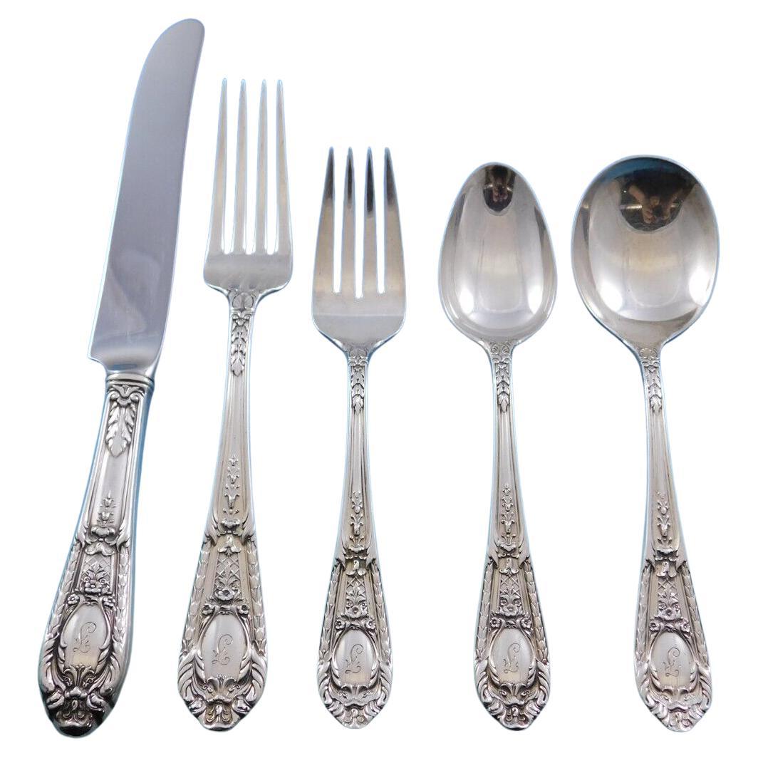Fontaine by International Sterling Silver Flatware Set Service 60 Pcs F Mono For Sale