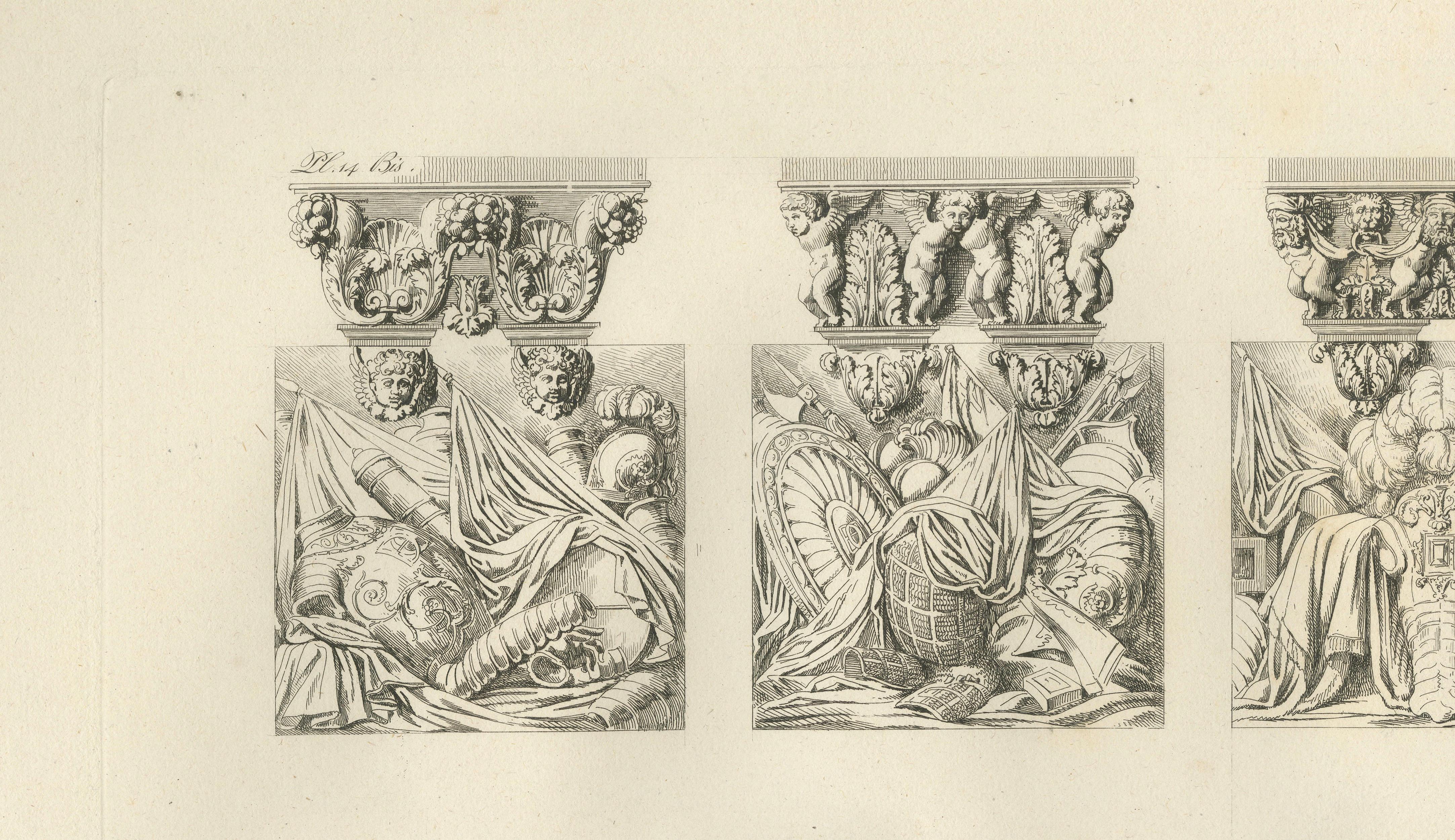 Fontainebleau Ballroom Consoles - Engraving by Baltard after Primaticcio, 1803