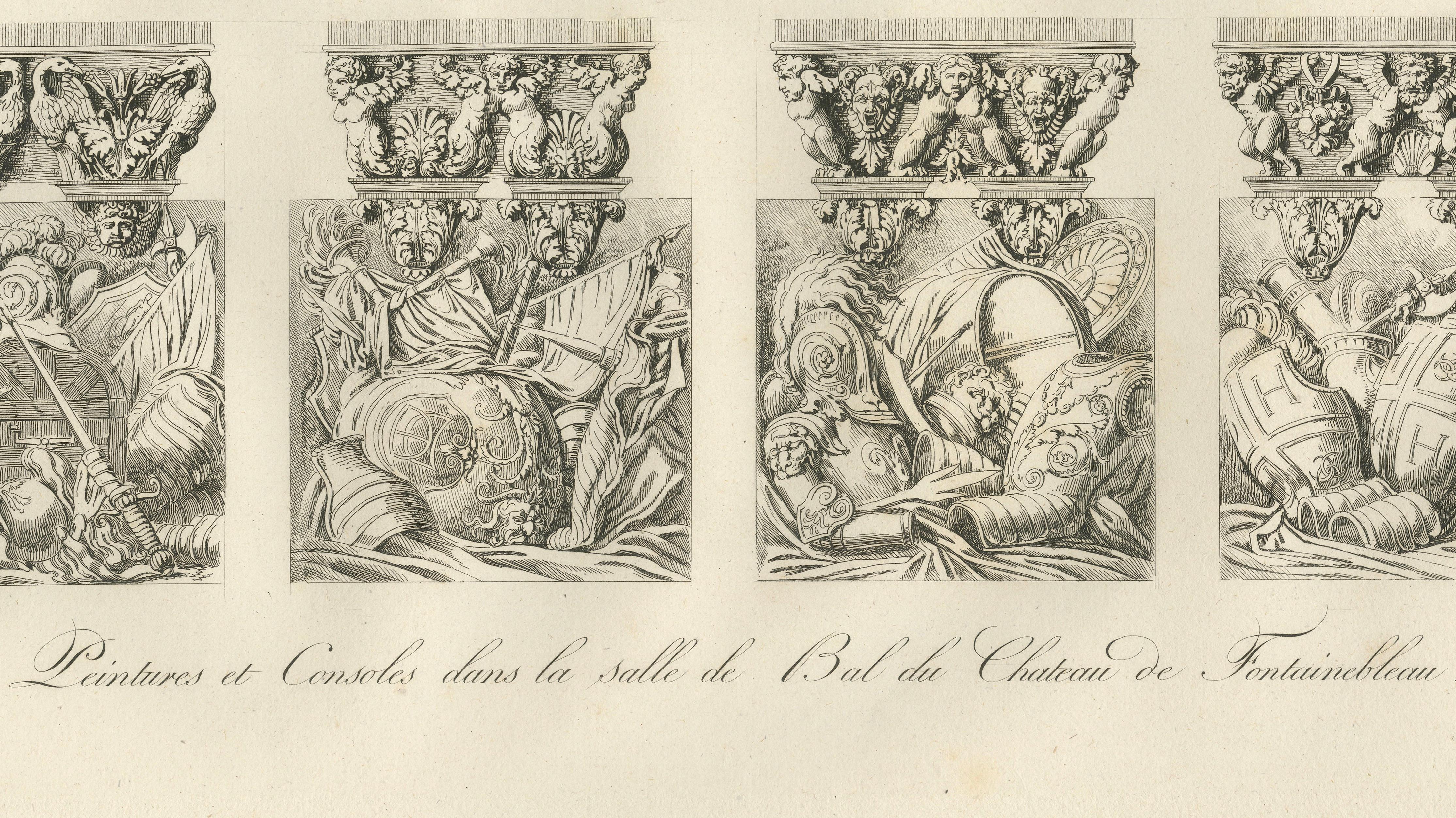 Fontainebleau Ballroom Consoles - Engraving by Baltard after Primaticcio, 1803