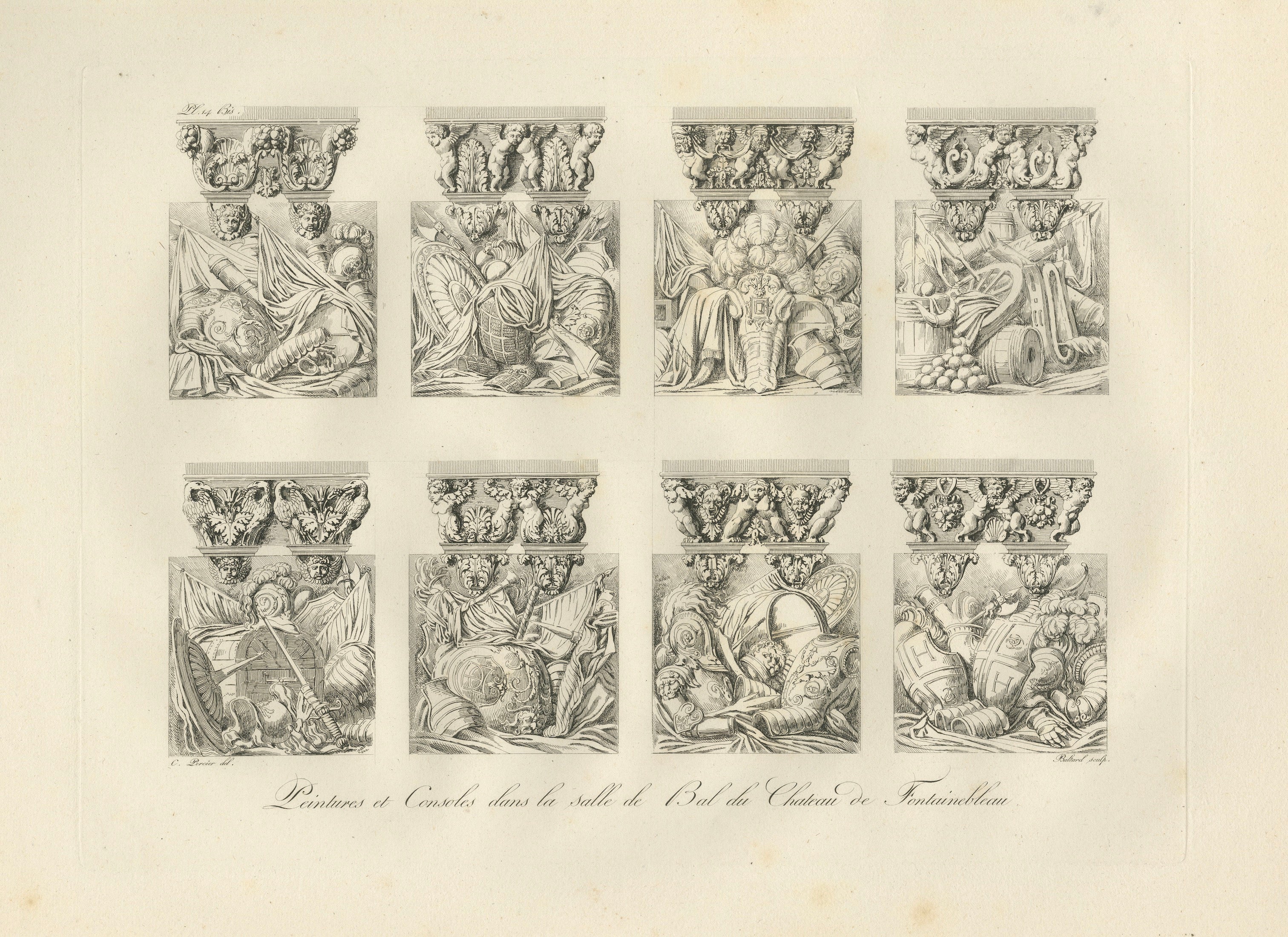 Fontainebleau Ballroom Consoles - Engraving by Baltard after Primaticcio, 1803
