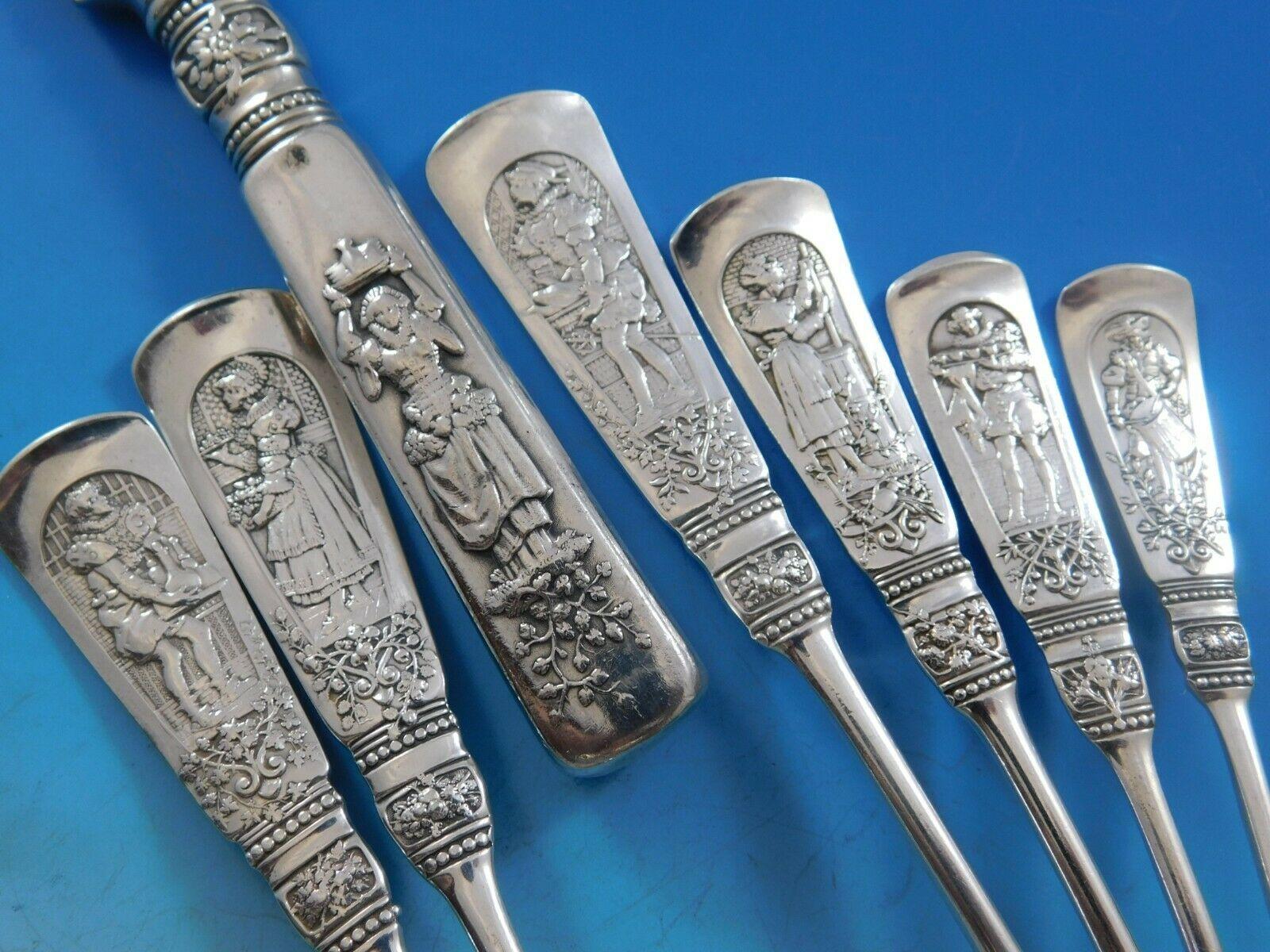 20ième siècle Ensemble de couverts en argent sterling pour 8 personnes, 73 pièces, Fontainebleau par Gorham en vente