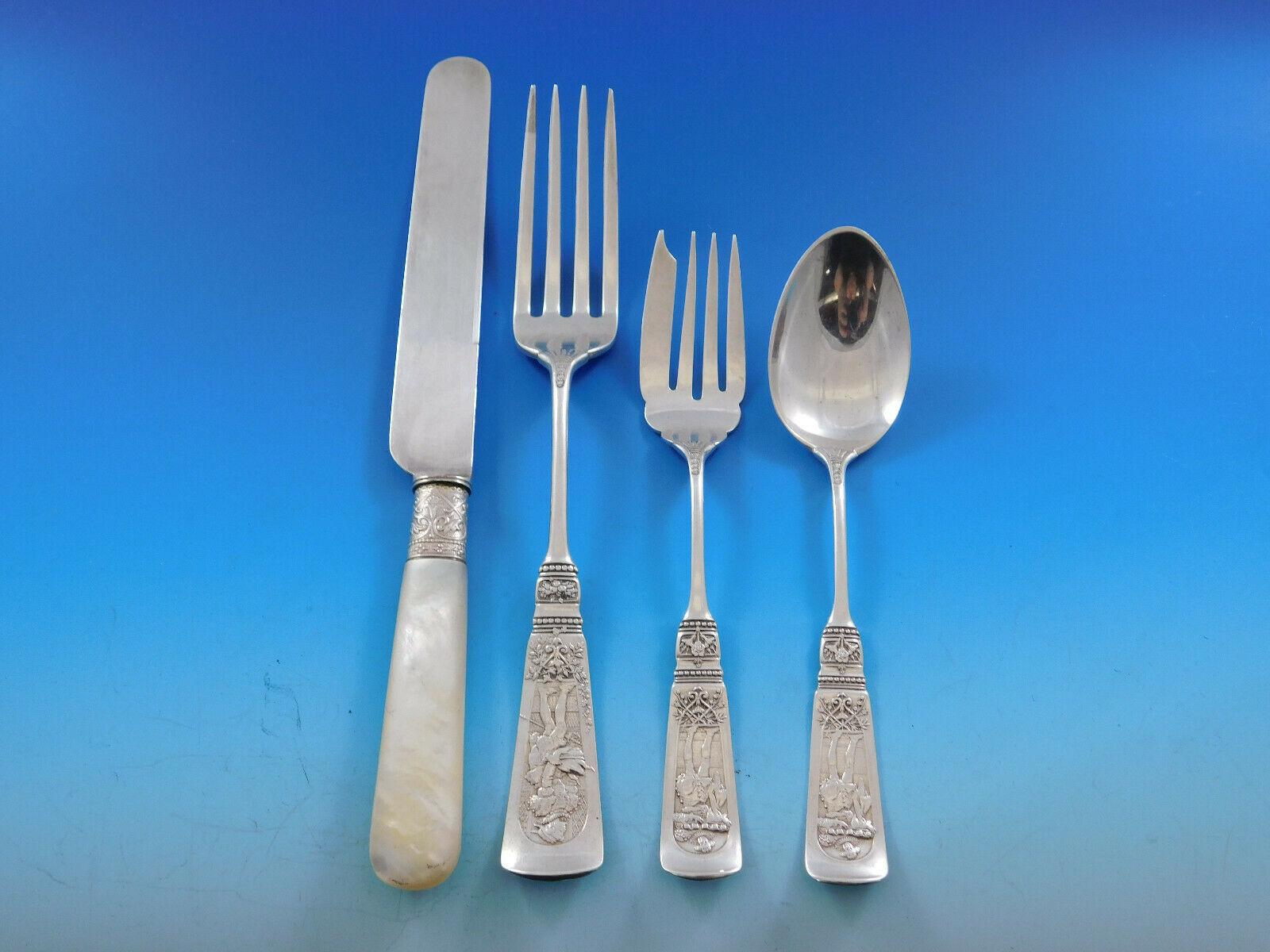 Fontainebleau by Gorham Sterling Silver Flatware Set Service 74 Pcs Multi-Motif In Excellent Condition For Sale In Big Bend, WI
