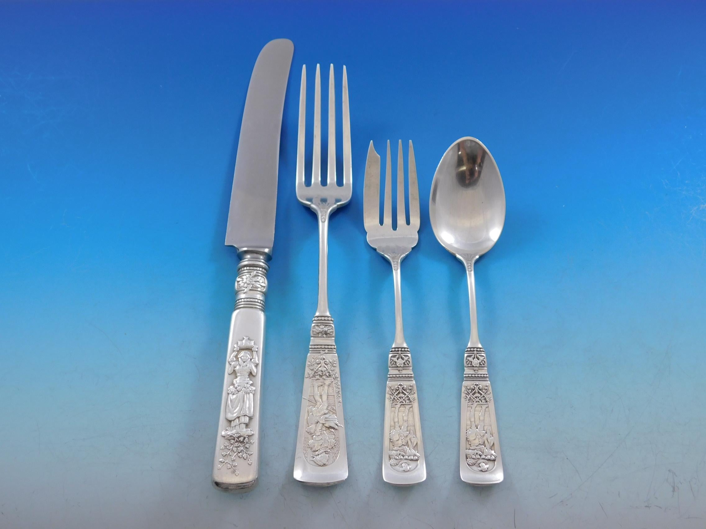 Fontainebleau by Gorham Sterling Silver Flatware Set Service 84 Pcs Multi-Motif In Excellent Condition In Big Bend, WI