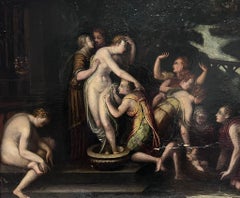 Huile sur panneau de l'école de Fontainebleau du 16ème siècle, grand maître ancien Moïse