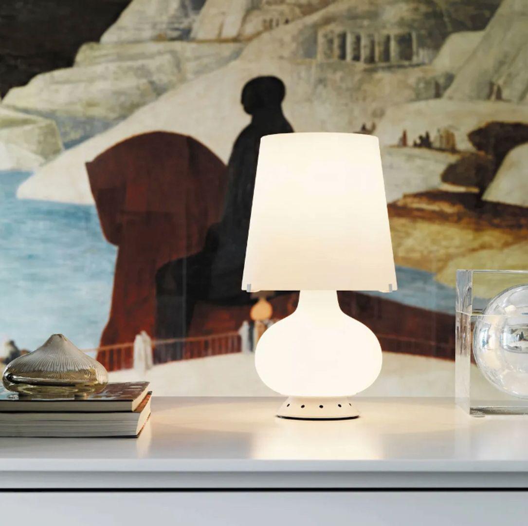 Italian FONTANA 1853 - Small Table Lamp - White Satin Glass by Fontana Arte For Sale