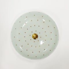 Fontana Arte 1930s Flush Mount in Pressed Glass with Gold Stars