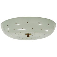 Fontana Arte 1930s Flush Mount in Pressed Glass with Gold Stars