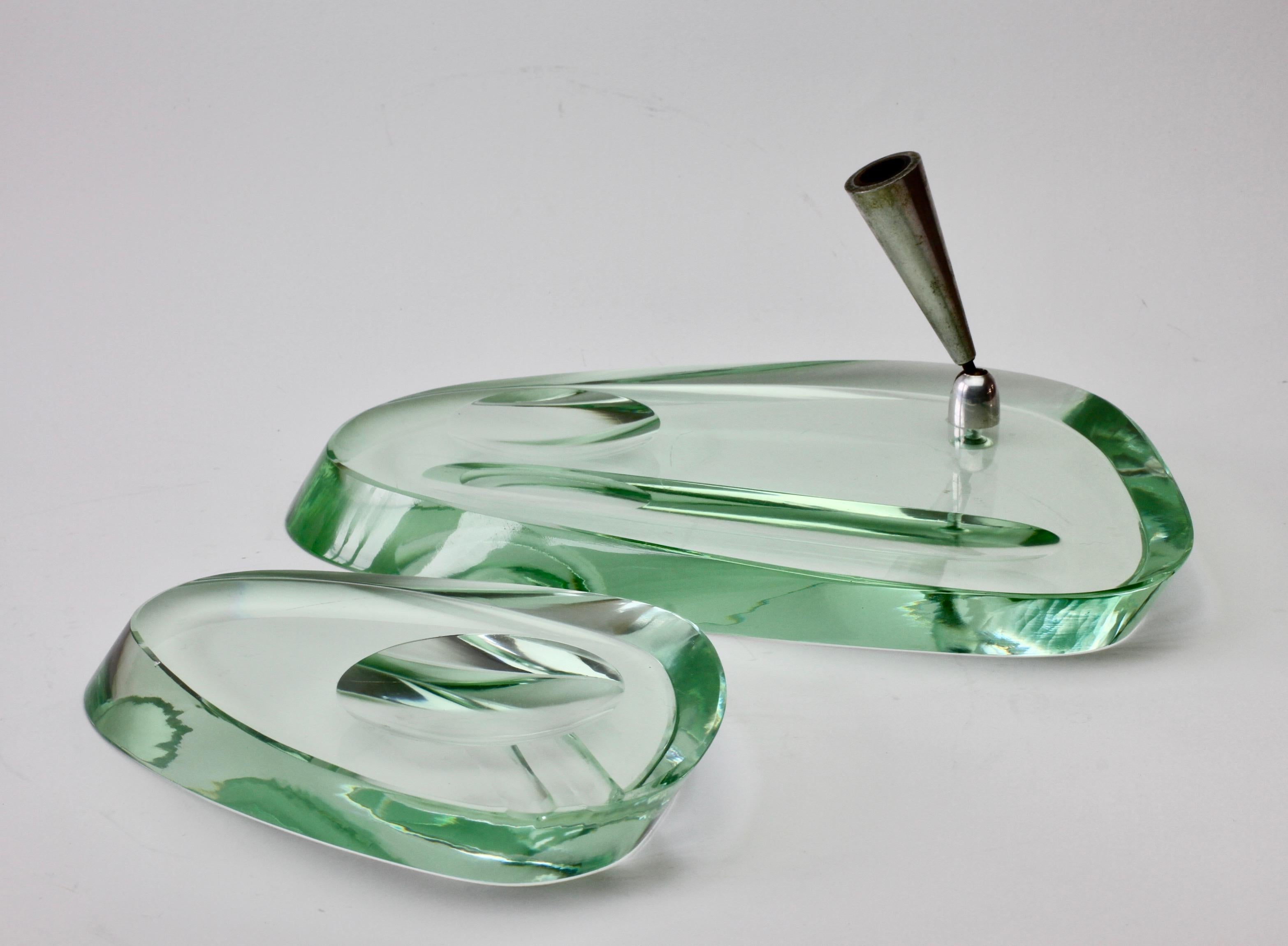Mid-Century Modern Fontana Arte 1950s Modernist Glass Pen Holder or Stand and Ashtray Desk Set For Sale