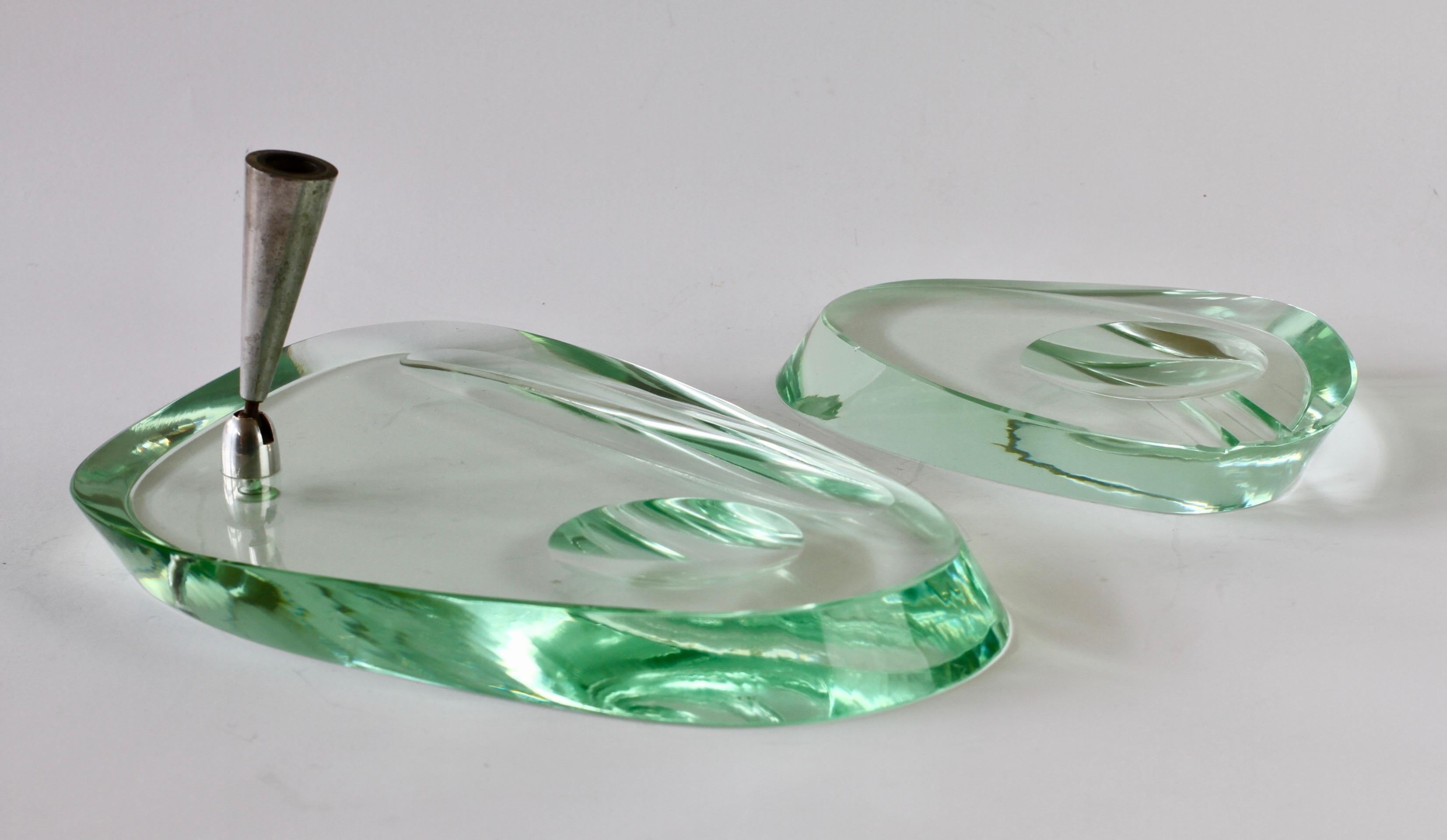 Polished Fontana Arte 1950s Modernist Glass Pen Holder or Stand and Ashtray Desk Set For Sale