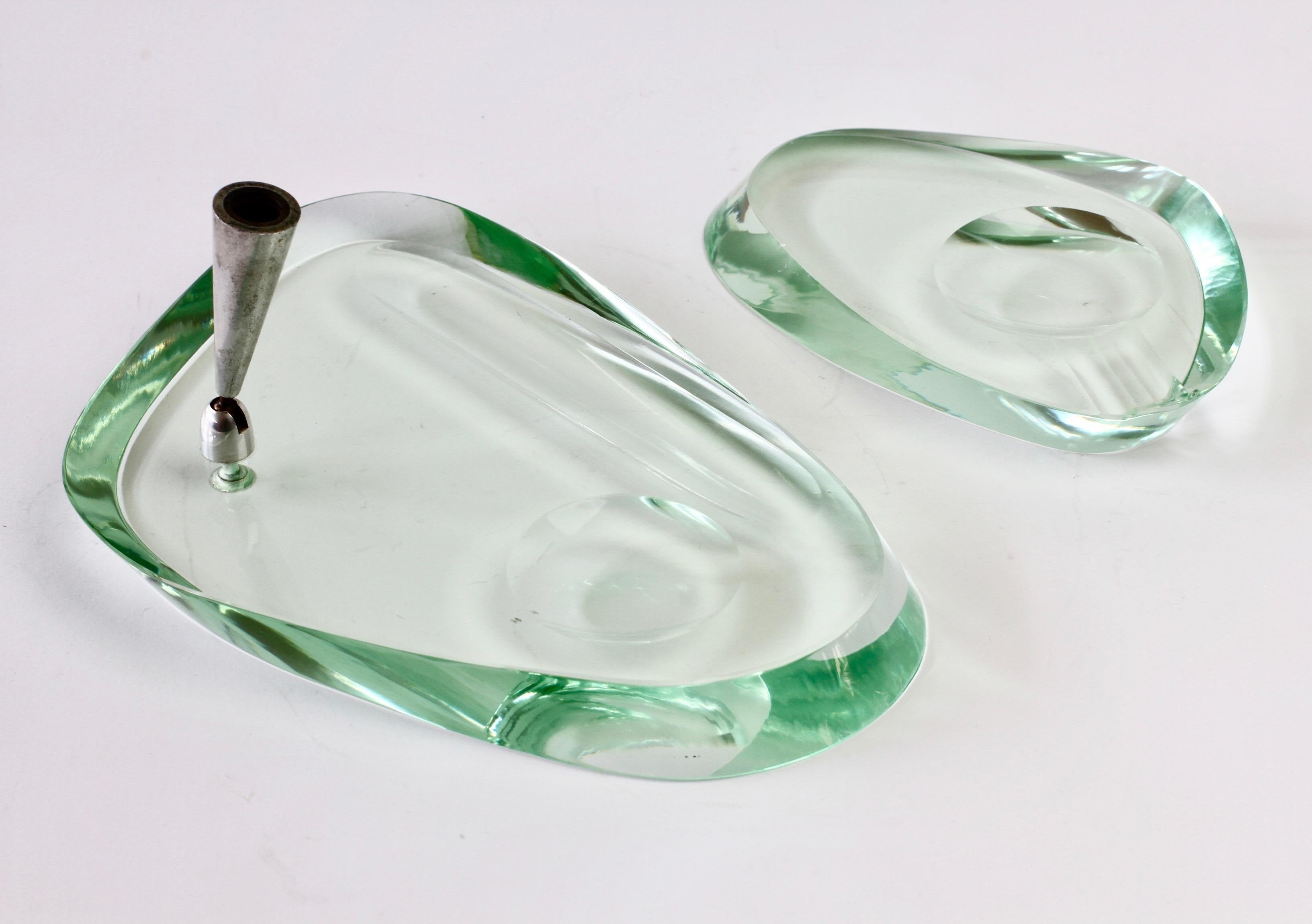 Fontana Arte 1950s Modernist Glass Pen Holder or Stand and Ashtray Desk Set In Good Condition For Sale In Landau an der Isar, Bayern