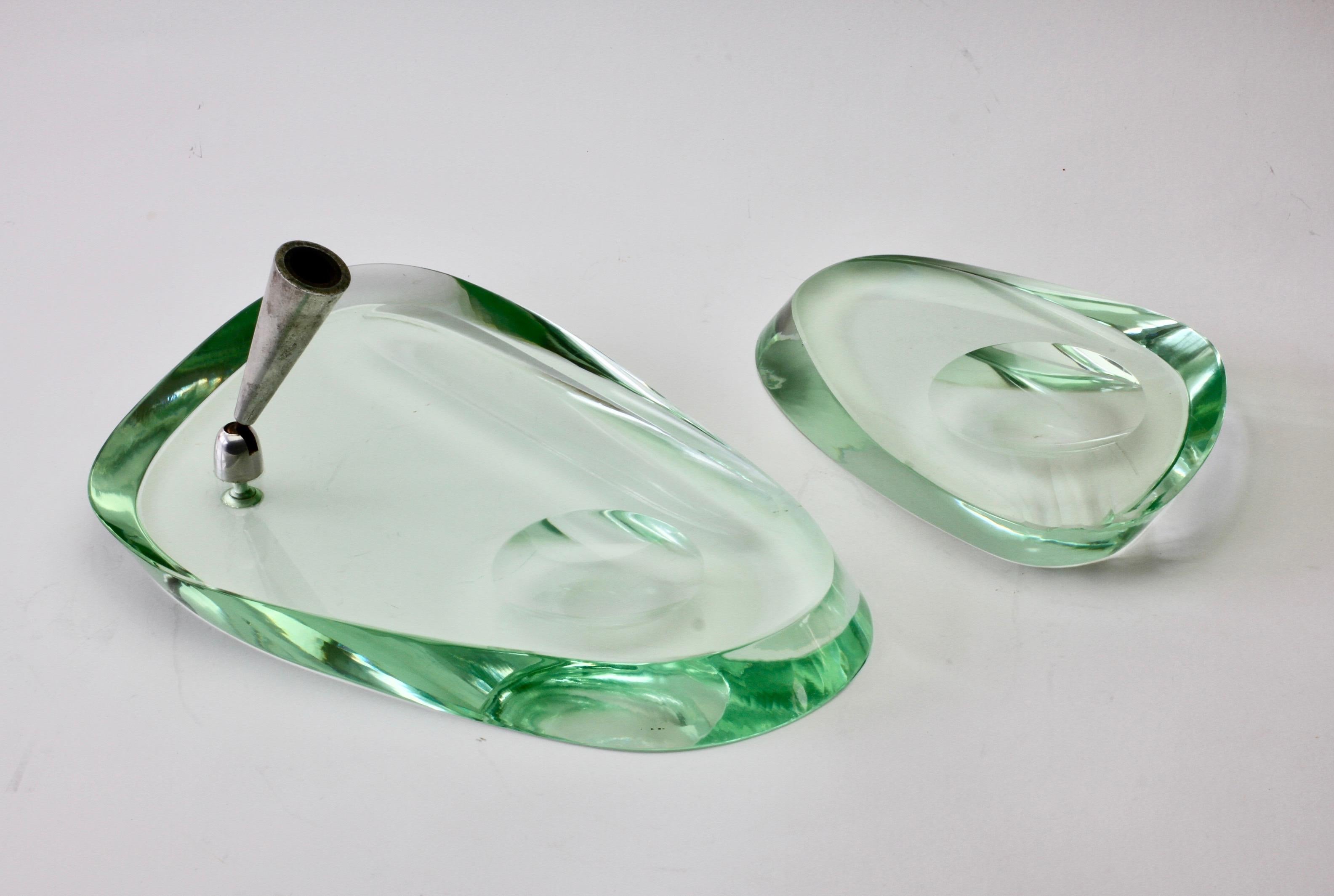 20th Century Fontana Arte 1950s Modernist Glass Pen Holder or Stand and Ashtray Desk Set For Sale