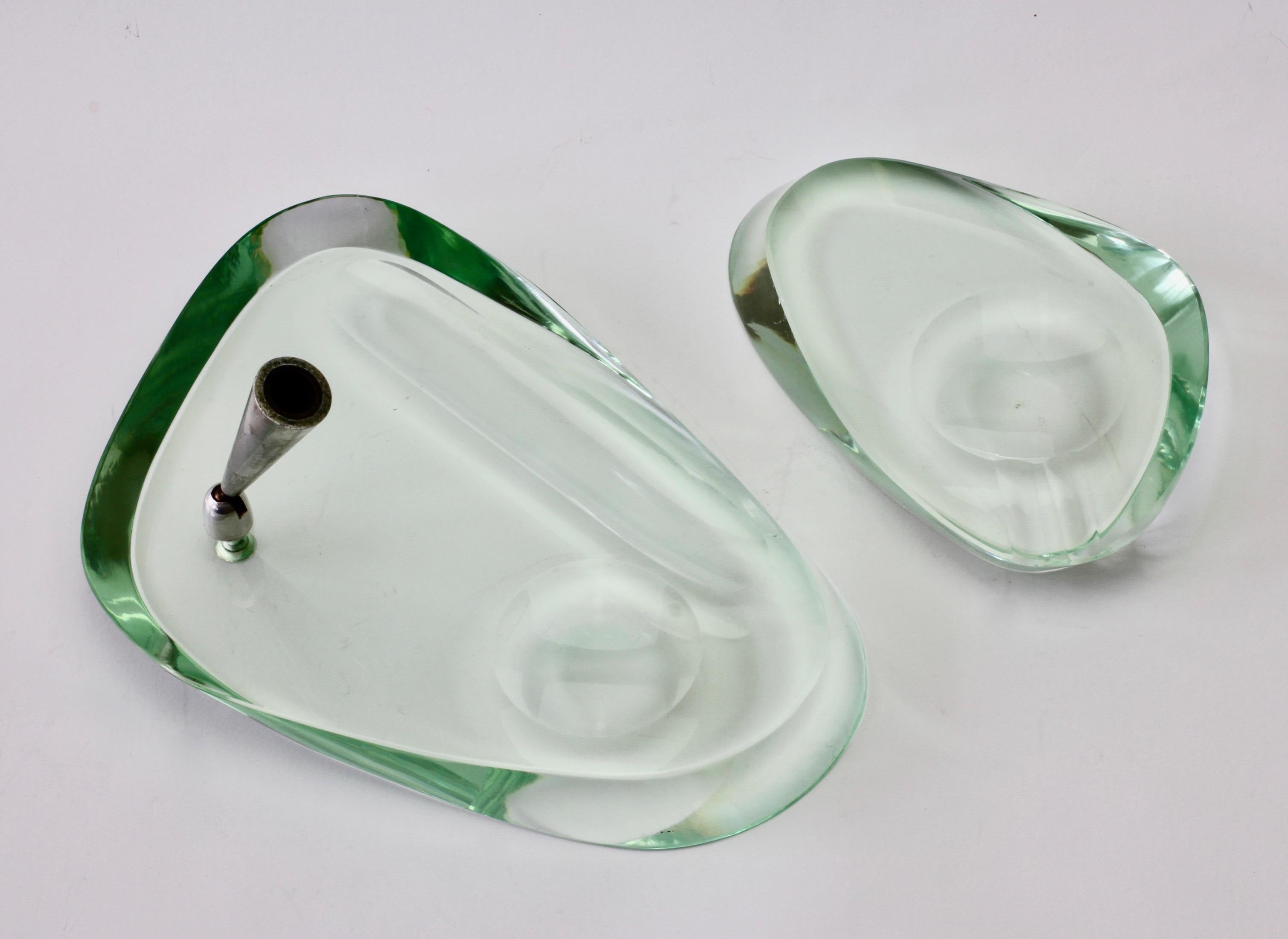 Fontana Arte 1950s Modernist Glass Pen Holder or Stand and Ashtray Desk Set For Sale 1
