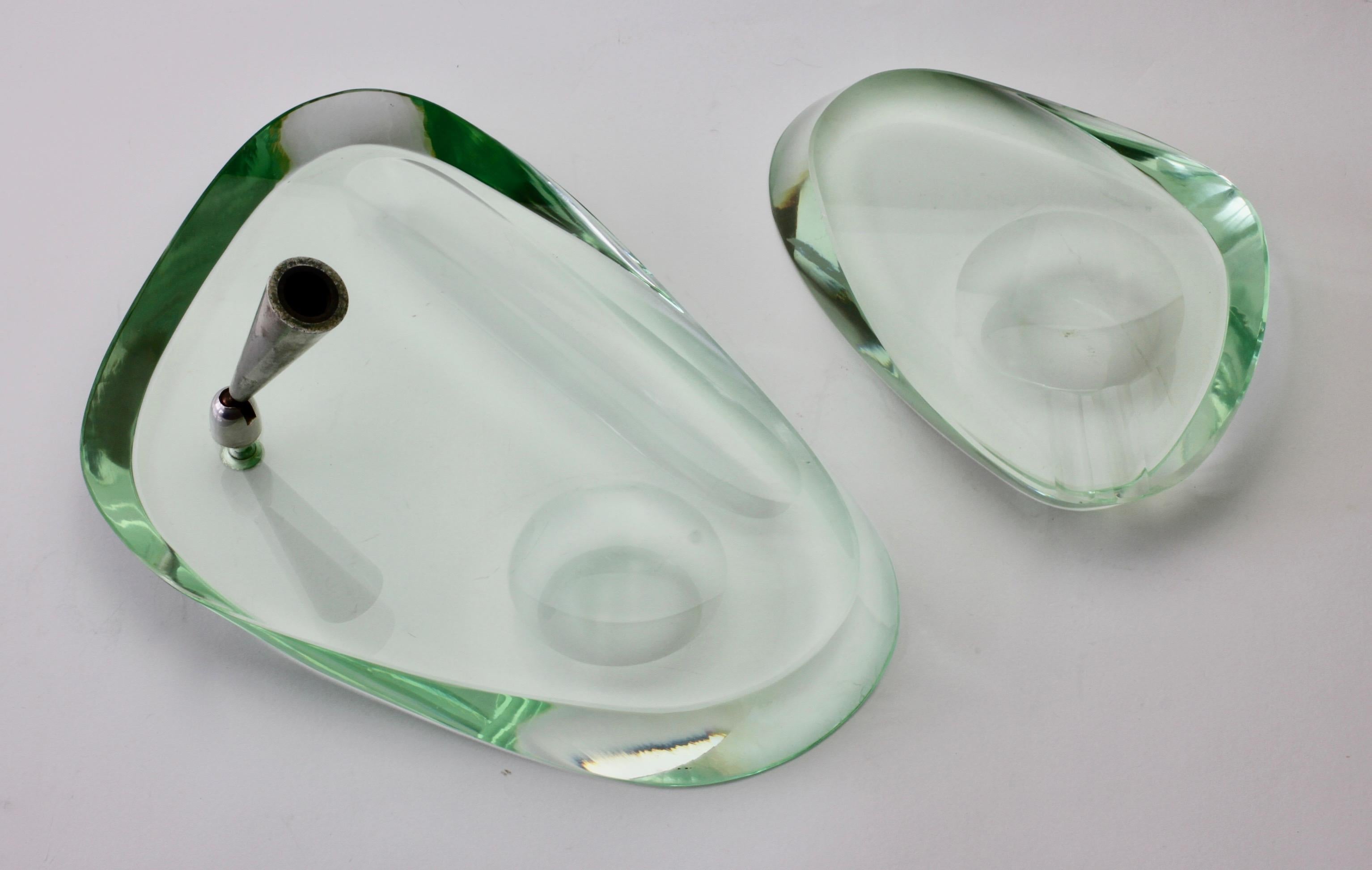 Fontana Arte 1950s Modernist Glass Pen Holder or Stand and Ashtray Desk Set For Sale 2
