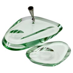 Fontana Arte 1950s Modernist Glass Pen Holder or Stand and Ashtray Desk Set