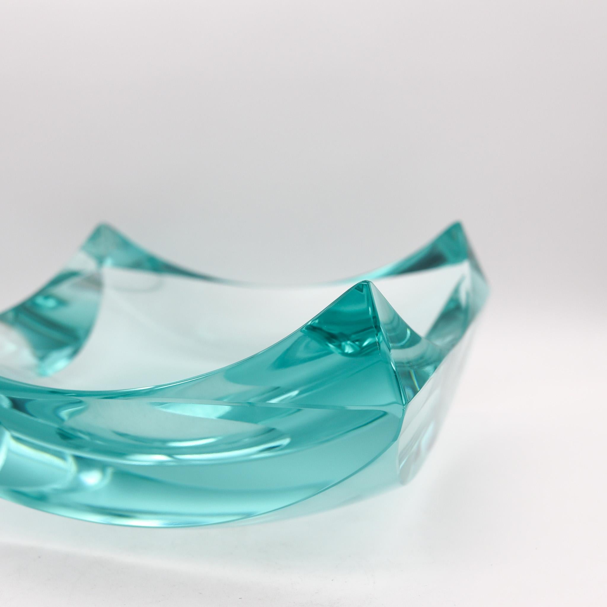 Fontana Arte 1970 By Erwin Walter Burger Plato decorativo cuadrado de cristal artístico Italiano en venta