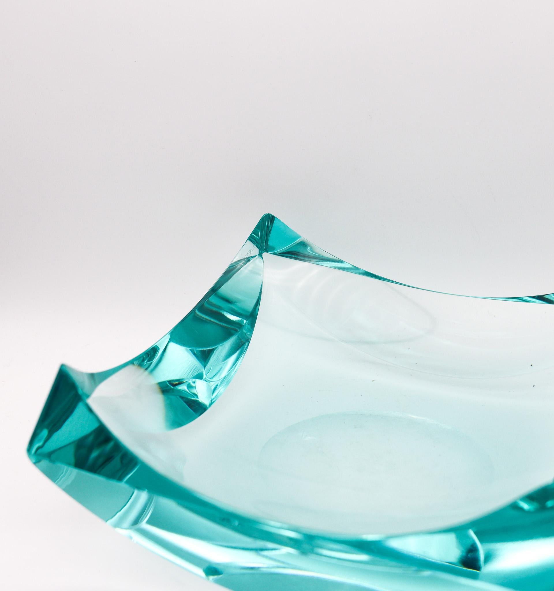 Fontana Arte 1970 By Erwin Walter Burger Plato decorativo cuadrado de cristal artístico Hecho a mano en venta