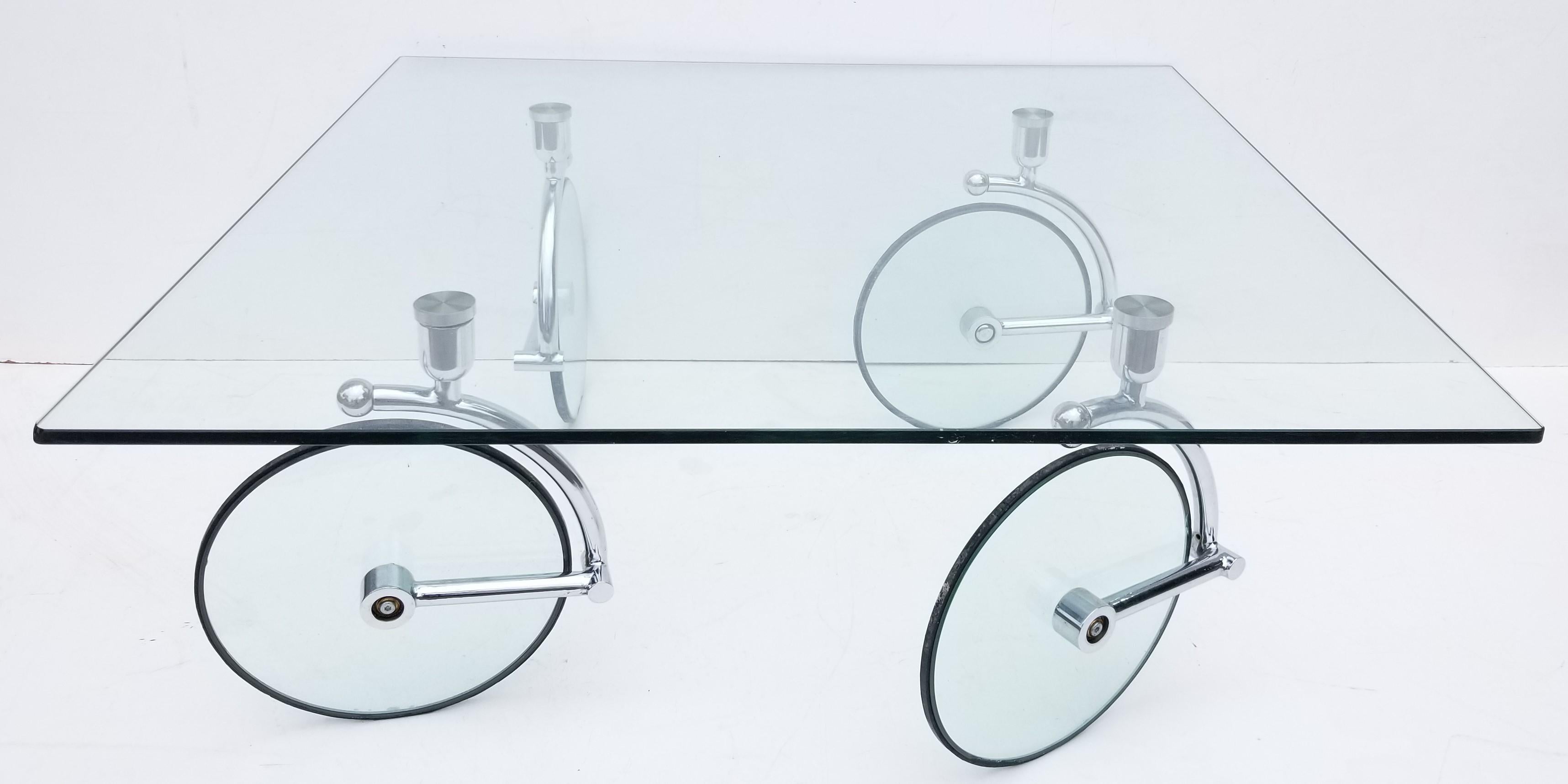 Fontana Arte 1970 Midcentury Glass and Chrome Coffee Table 2