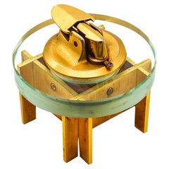 Fontana Arte 1970 Ronson Veraflame Desk Lighter In Glass And Gilt Bronze