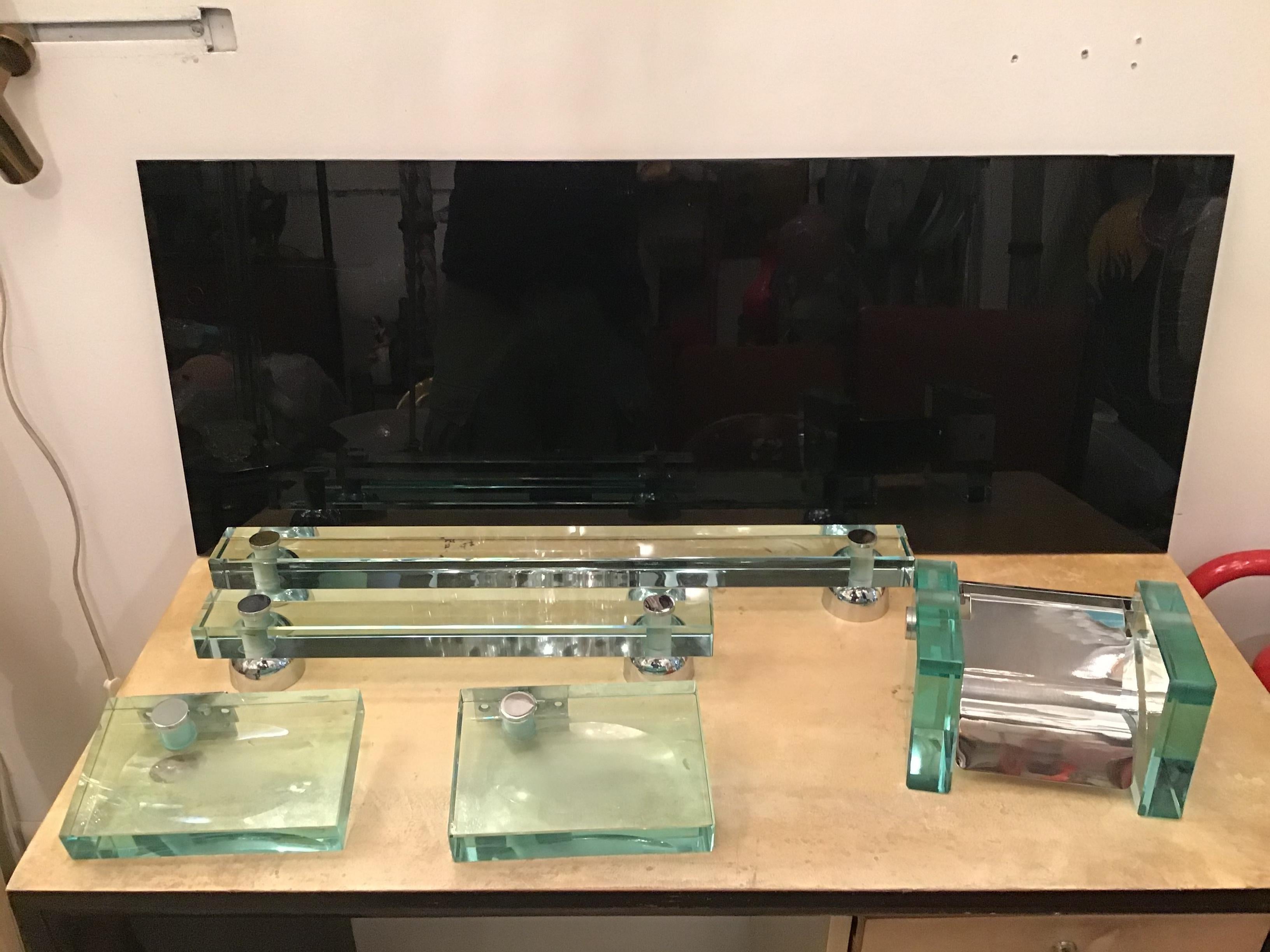 Fontana Arte 'Set da bagno 5 pezzi' vetro metallo cromo 1955 Italia in vendita 6