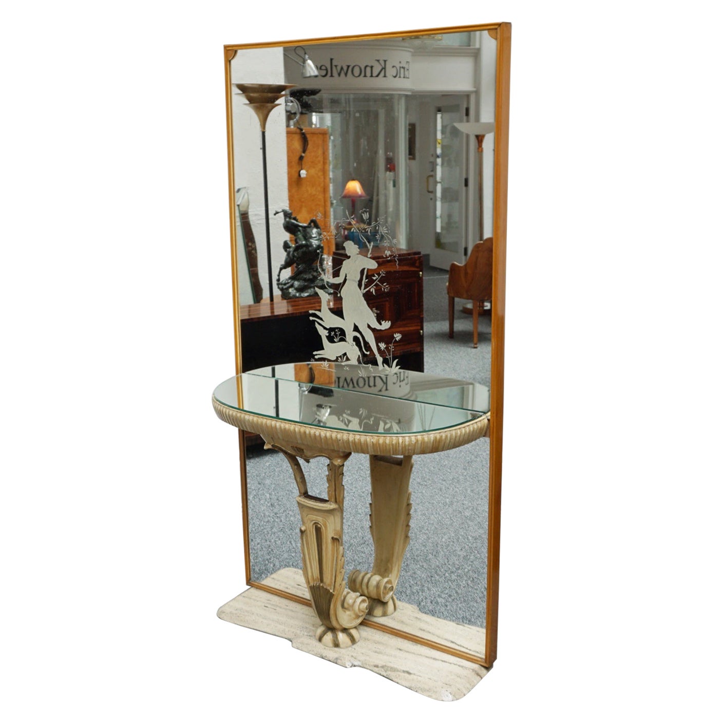 Fontana Arte Art Deco Mirrored Console Italian Circa 1930 For Sale