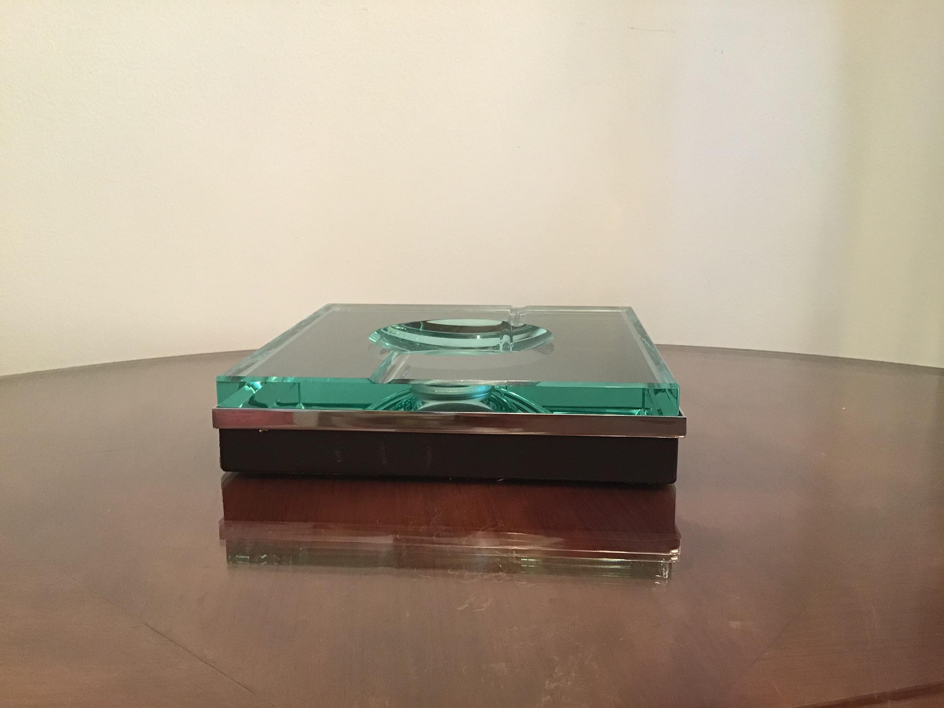 Fontana Arte Ashtray Glass Metal Crome, 1960, Italy For Sale 9