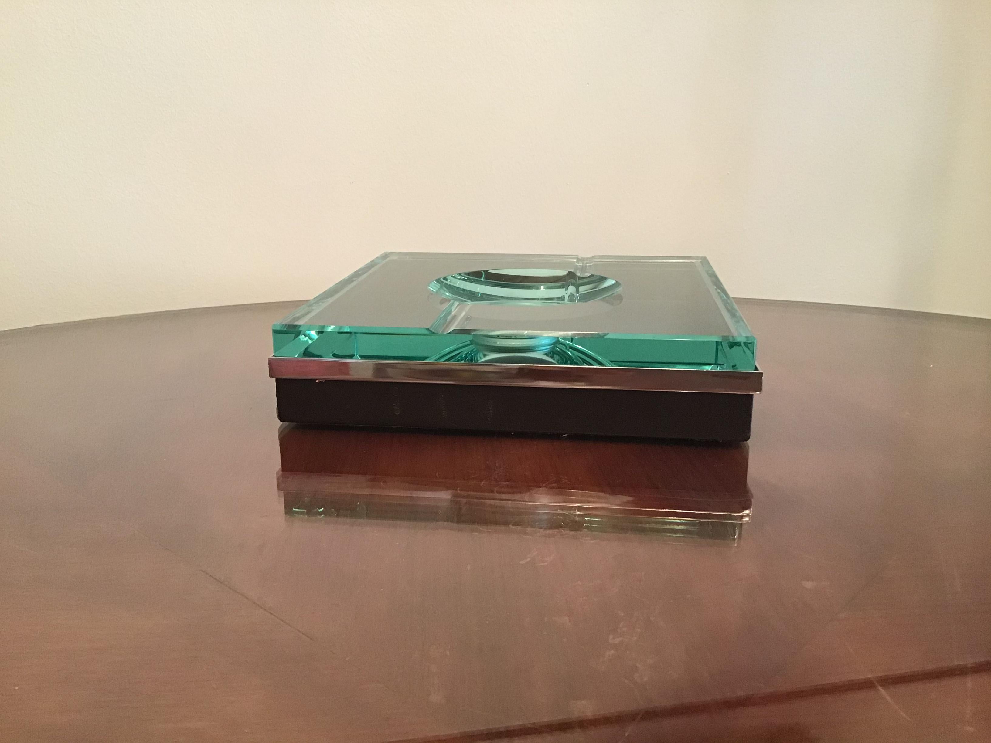 Fontana Arte Ashtray Glass Metal Crome, 1960, Italy For Sale 11