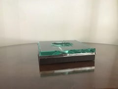 Fontana Arte Ashtray Glass Metal Crome, 1960, Italy