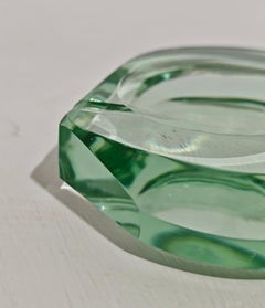 Fontana Arte Crystal Ashtray Transparent Mid Century Modern Made in Italy 1960s