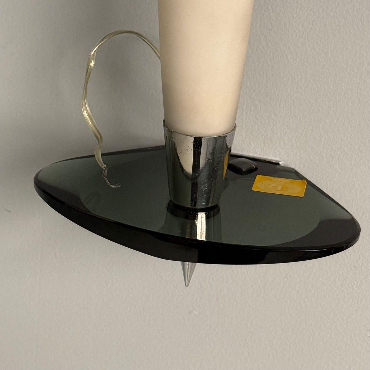 Fontana Arte Attr., Italienische Mid-Century-Modern-Wandleuchter, Chrom, Glas im Angebot 3