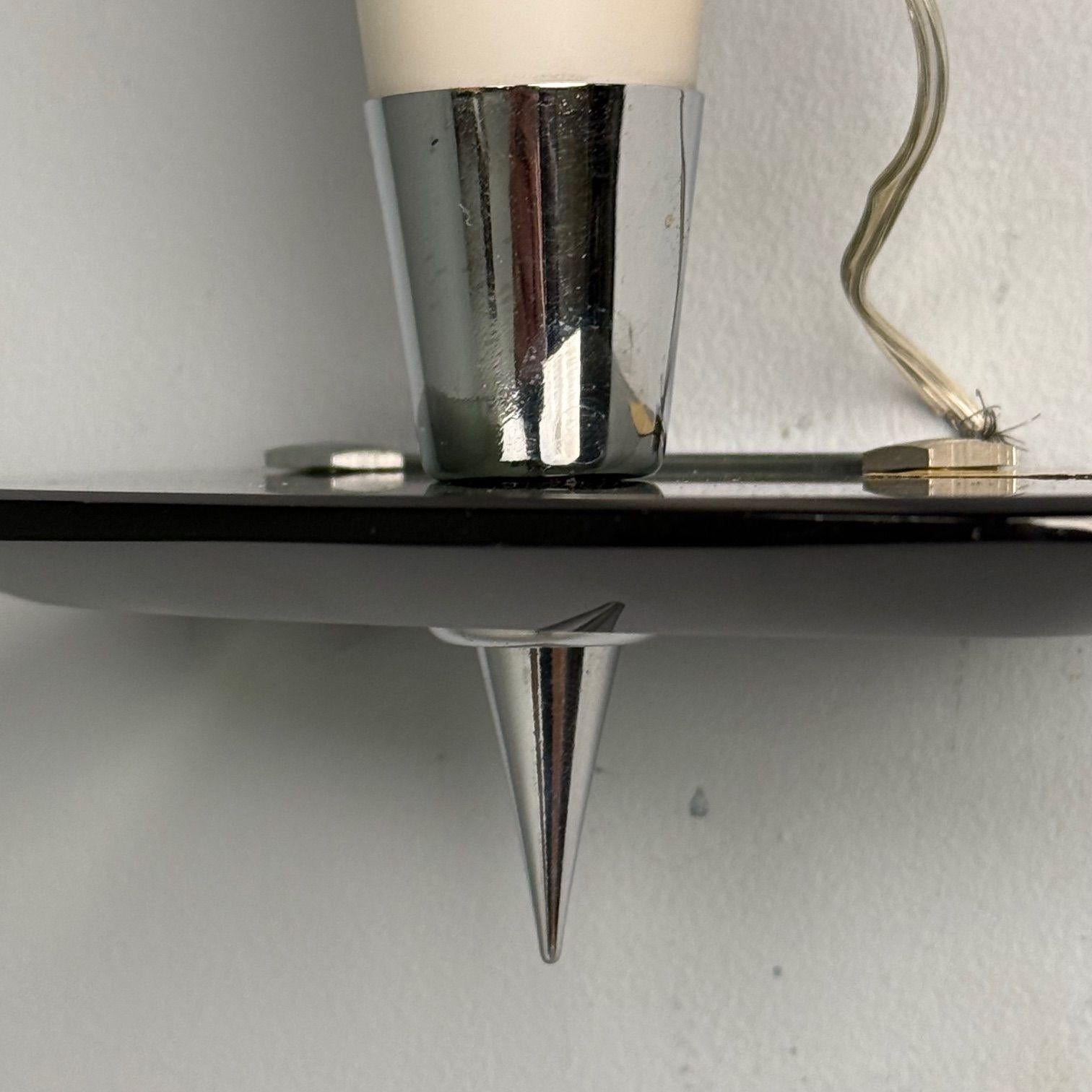 Fontana Arte Attr., Italienische Mid-Century-Modern-Wandleuchter, Chrom, Glas im Angebot 4