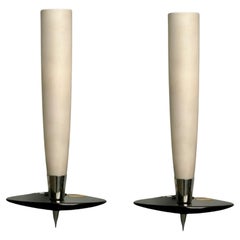 Vintage Fontana Arte Attr., Italian Mid-Century Modern, Wall Sconces, Chrome, Glass