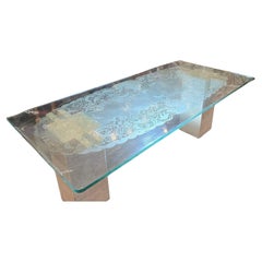 Fountain Art (attrib)  extra large glass table all engraved 2.8cm thick P Church